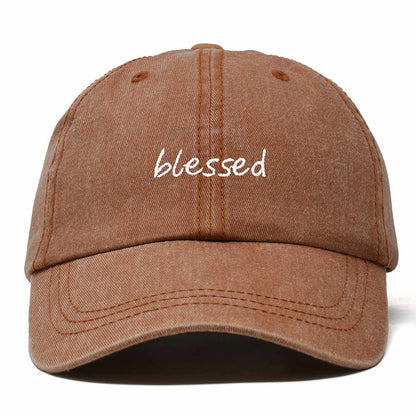Dalix Blessed Embroidered Cotton Dad Cap Adjustable Baseball Hat Outdoor Womens in Washed Orange