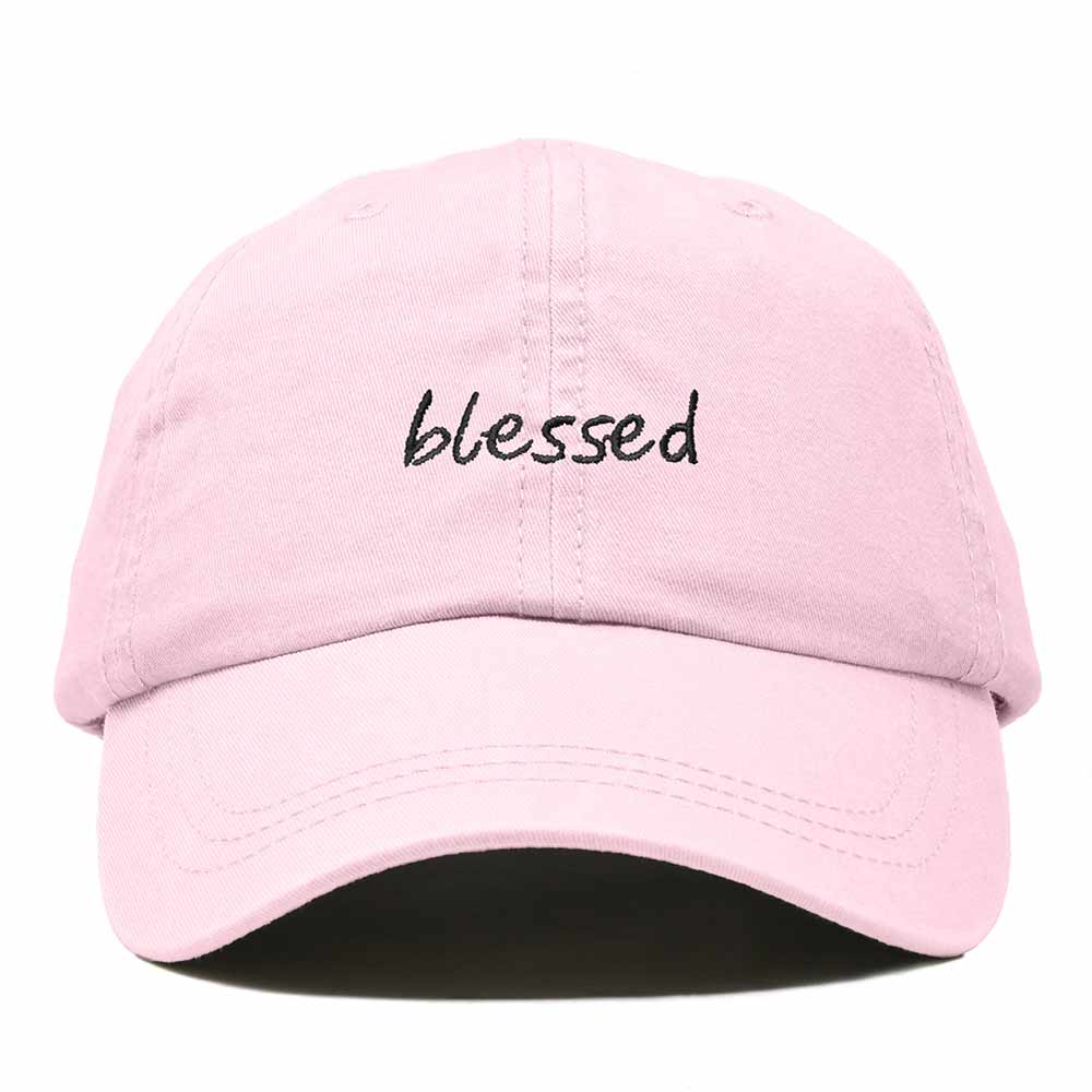 Dalix Blessed Embroidered Cotton Dad Cap Adjustable Baseball Hat Outdoor Womens in Washed Pink