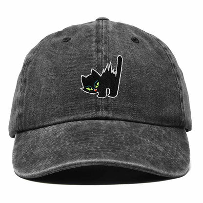 Dalix Blink Black Cat Embroidered Cotton Outdoor Baseball Cap Dad Hat Womens in Washed Black