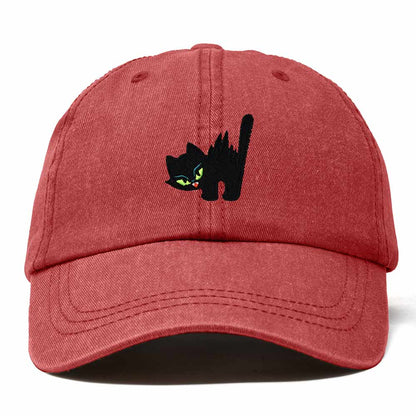 Dalix Blink Black Cat Embroidered Cotton Outdoor Baseball Cap Dad Hat Womens in Washed Red
