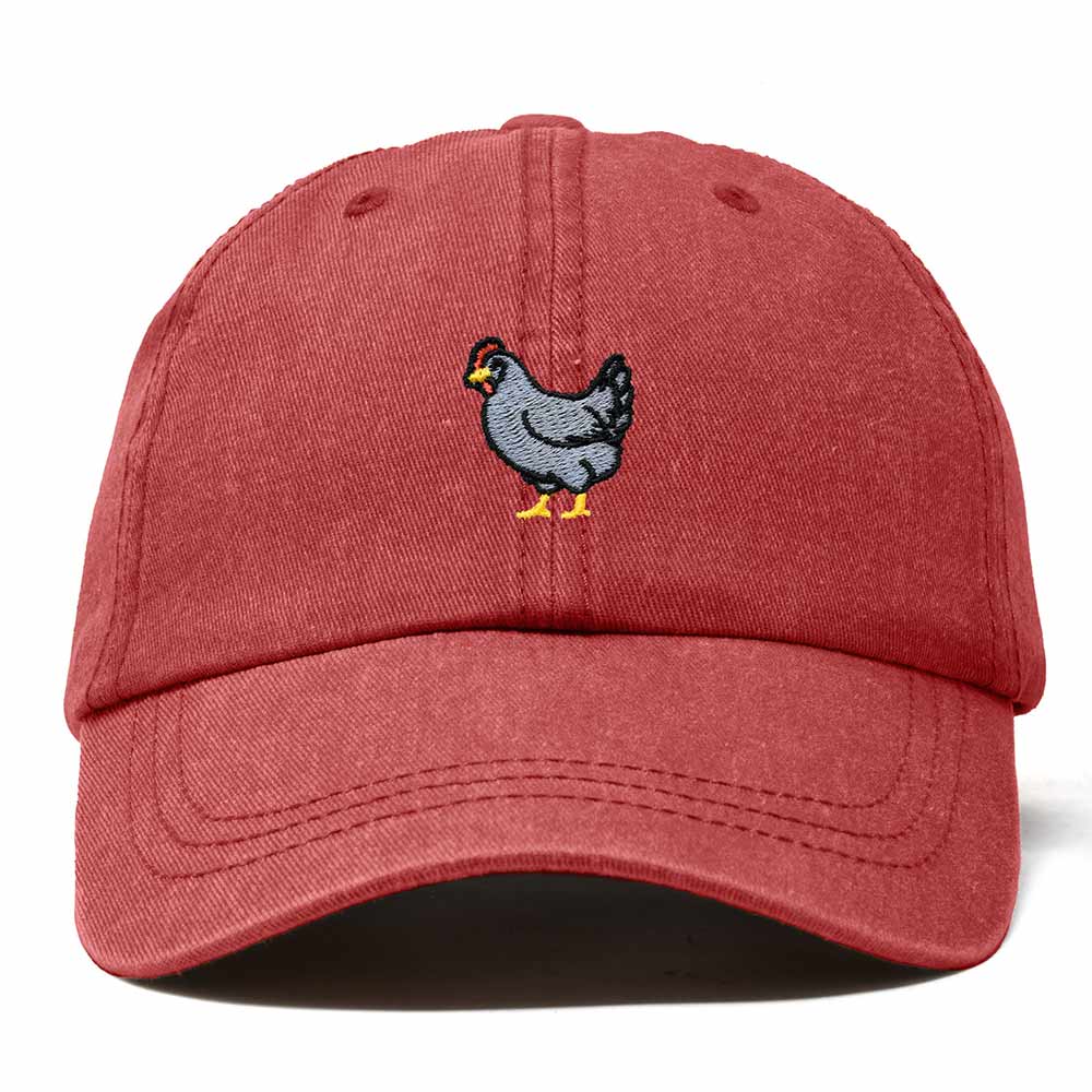 Dalix Delaware Blue Hen Embroidered Bird Cotton Baseball Cap Dad Hat Mens Womens Outdoor Summer in Washed Red