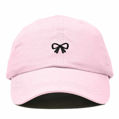 Dalix Bow Embroidered Coquette Cotton Summer Cute Outdoor Baseball Cap Dad Hat Womens in Washed Pink