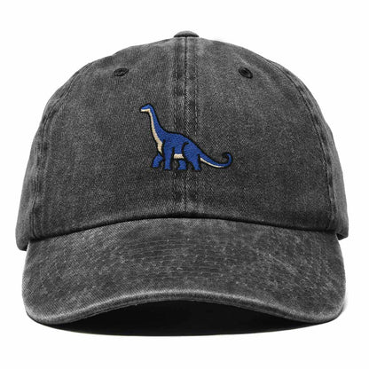 Dalix Brachiosaurus Embroidered Dinosaur Cotton Summer Outdoor Baseball Cap Dad Hat Mens in Washed Black