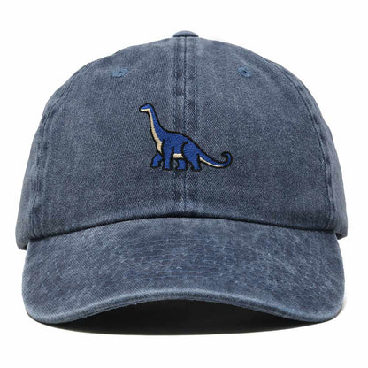 Dalix Brachiosaurus Embroidered Dinosaur Cotton Summer Outdoor Baseball Cap Dad Hat Mens in Washed Navy Blue