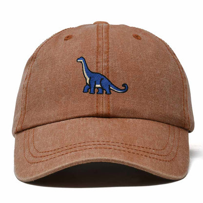 Dalix Brachiosaurus Embroidered Dinosaur Cotton Summer Outdoor Baseball Cap Dad Hat Mens in Washed Orange