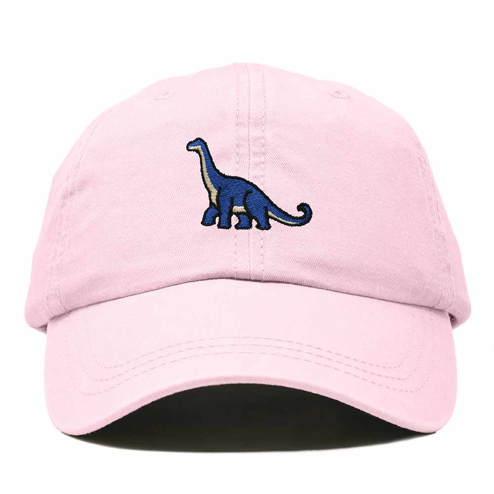 Dalix Brachiosaurus Embroidered Dinosaur Cotton Summer Outdoor Baseball Cap Dad Hat Mens in Washed Pink