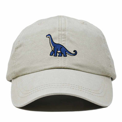 Dalix Brachiosaurus Embroidered Dinosaur Cotton Summer Outdoor Baseball Cap Dad Hat Mens in Washed Stone White