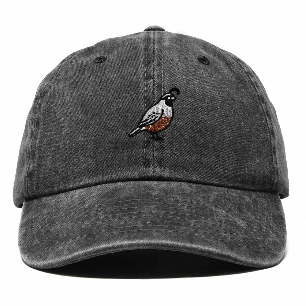 Dalix California Quail Embroidered Bird Cotton Baseball Cap Dad Hat Mens Womens Outdoor Summer in Washed Black