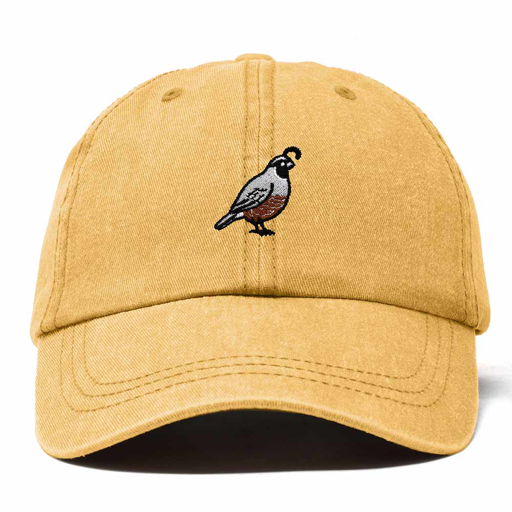 Dalix California Quail Embroidered Bird Cotton Baseball Cap Dad Hat Mens Womens Outdoor Summer in Washed Gold
