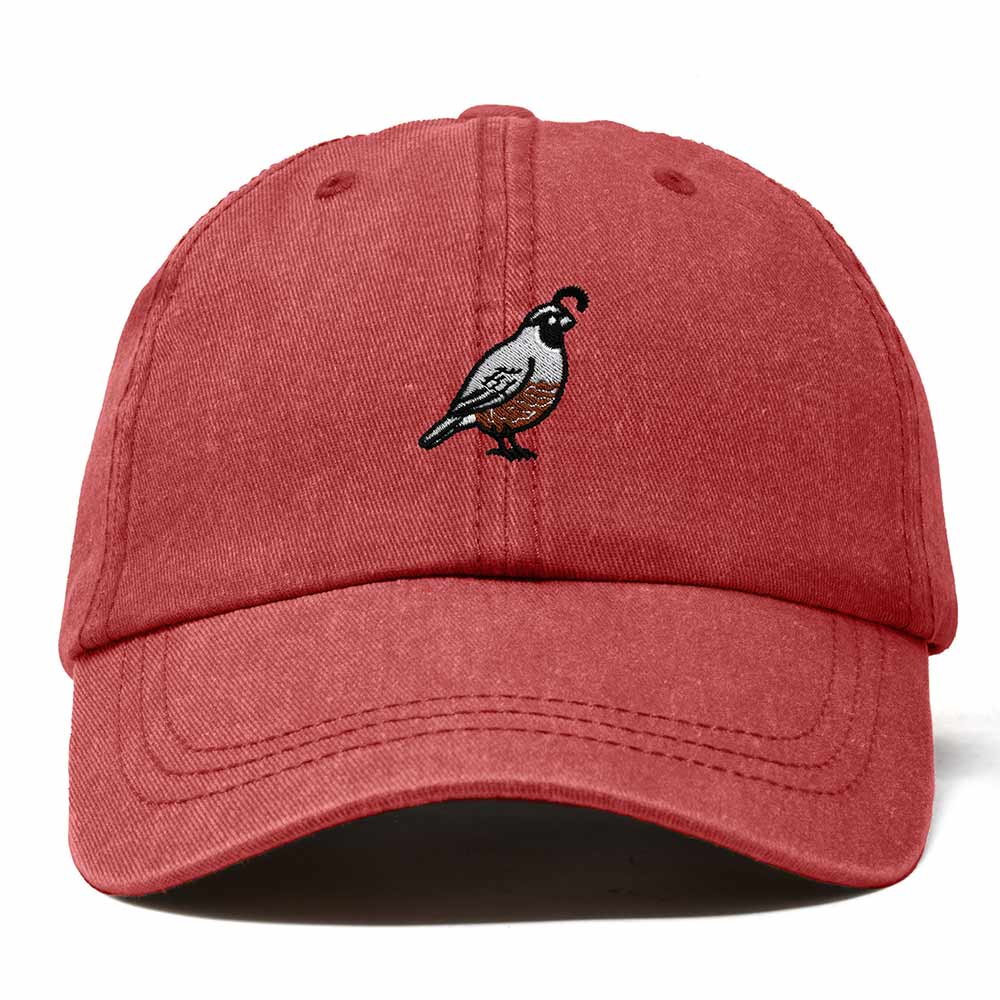 Dalix California Quail Embroidered Bird Cotton Baseball Cap Dad Hat Mens Womens Outdoor Summer in Washed Red