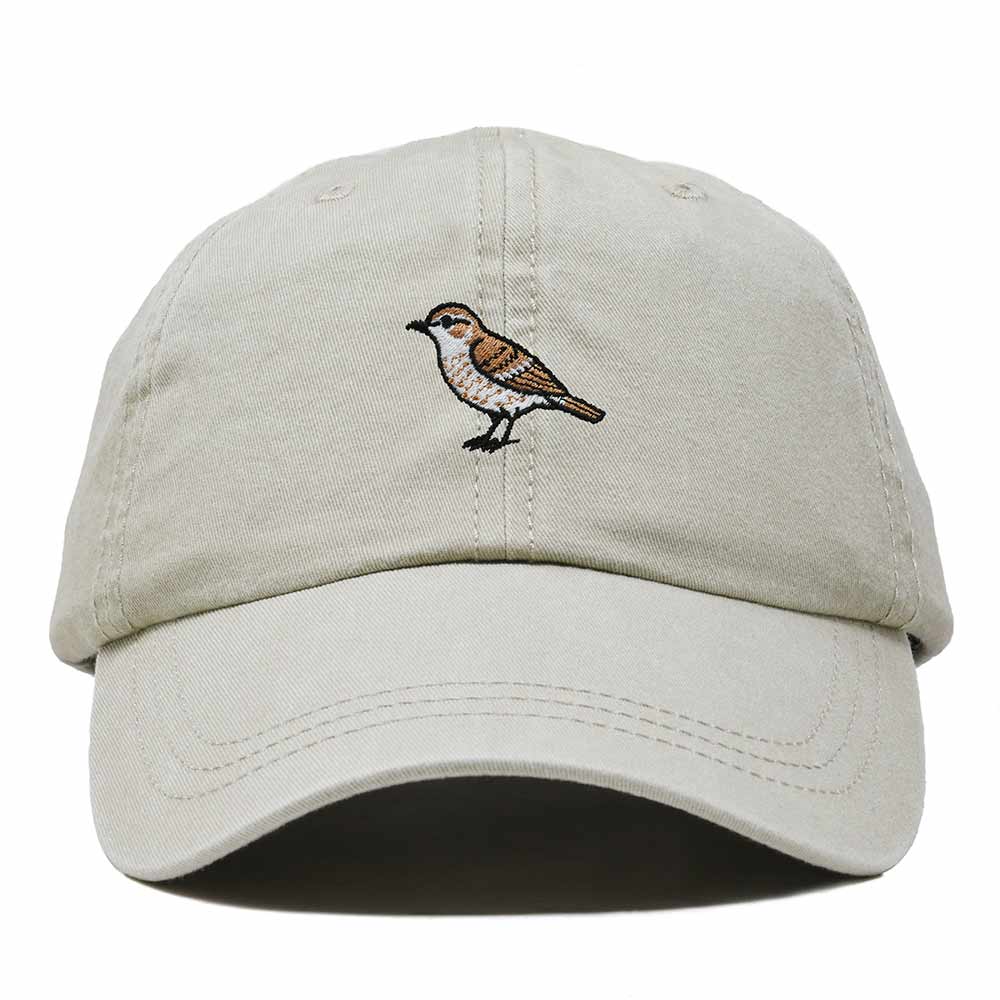 Dalix Cactus Wren Arizona Embroidered Bird Cotton Baseball Cap Dad Hat Mens Womens Outdoor Summer in Washed Stone White