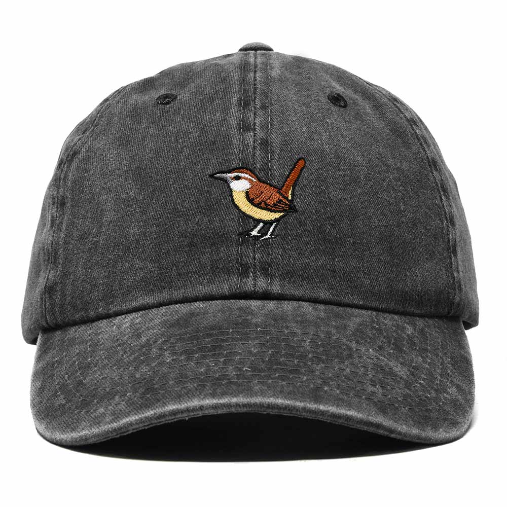 Dalix Carolina Wren South Carolina Embroidered Bird Cotton Baseball Cap Dad Hat Mens Womens Outdoor Summer in Washed Black