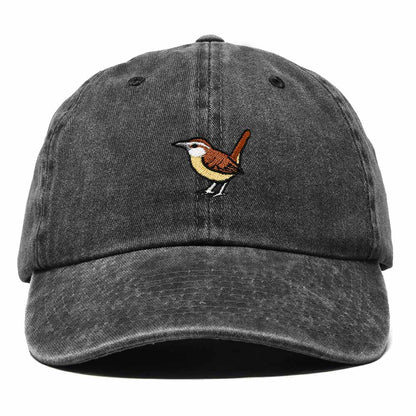 Dalix Carolina Wren South Carolina Embroidered Bird Cotton Baseball Cap Dad Hat Mens Womens Outdoor Summer in Washed Black