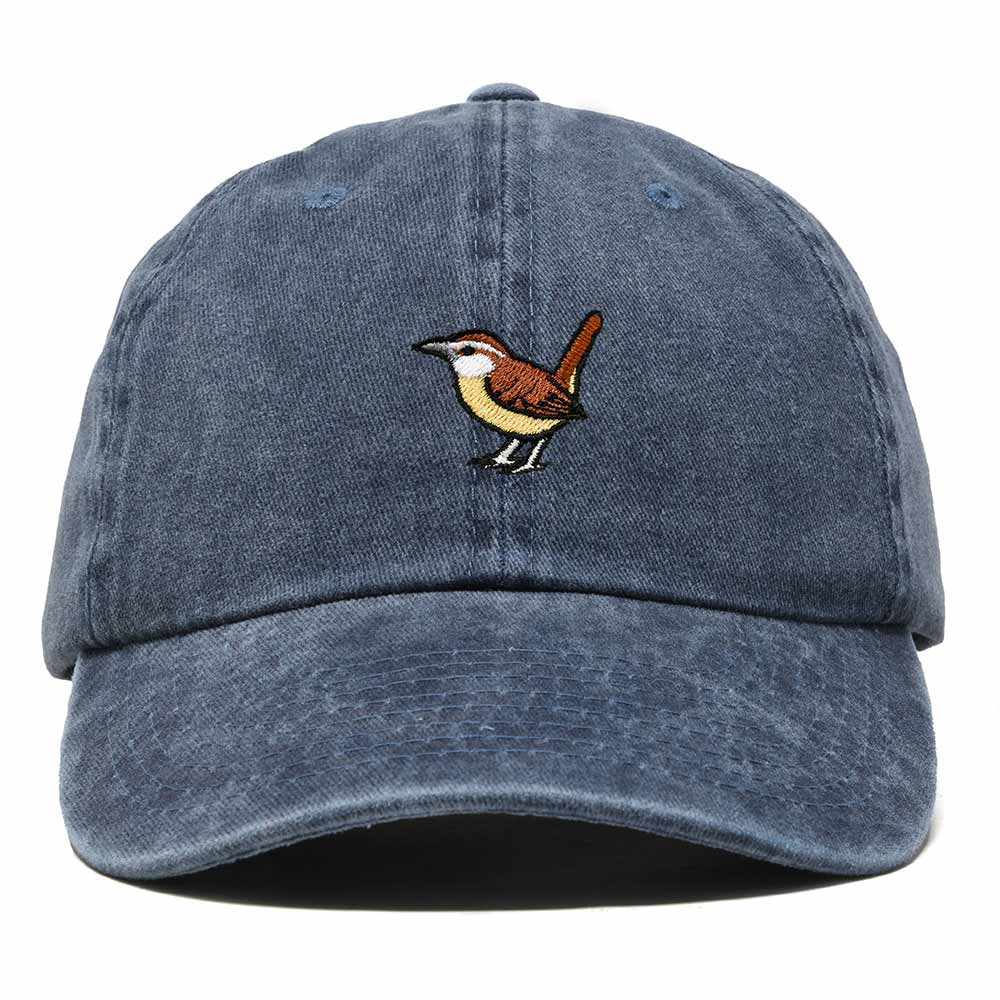 Dalix Carolina Wren South Carolina Embroidered Bird Cotton Baseball Cap Dad Hat Mens Womens Outdoor Summer in Washed Navy Blue