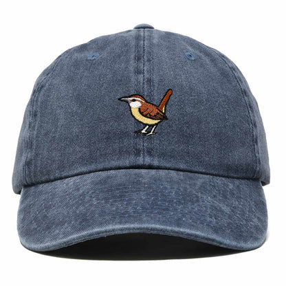 Dalix Carolina Wren South Carolina Embroidered Bird Cotton Baseball Cap Dad Hat Mens Womens Outdoor Summer in Washed Navy Blue