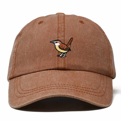 Dalix Carolina Wren South Carolina Embroidered Bird Cotton Baseball Cap Dad Hat Mens Womens Outdoor Summer in Washed Orange
