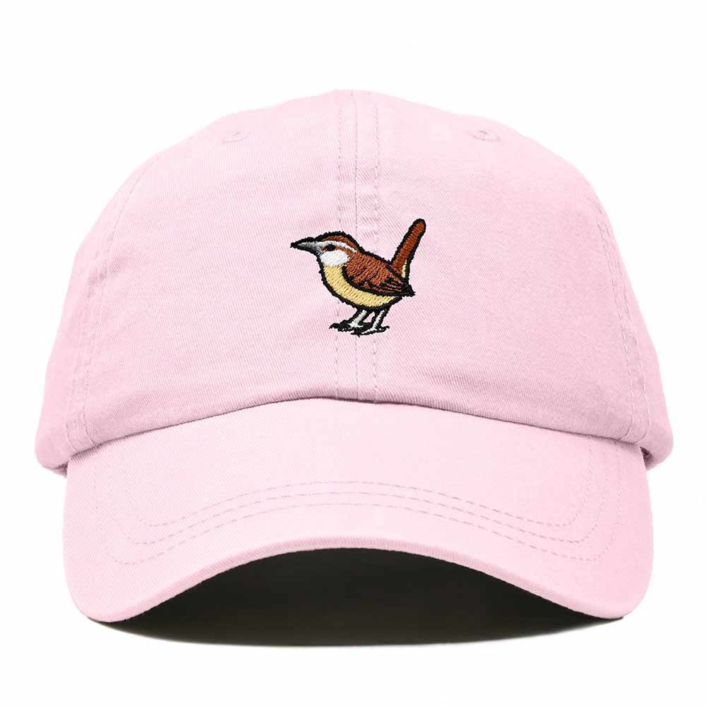 Dalix Carolina Wren South Carolina Embroidered Bird Cotton Baseball Cap Dad Hat Mens Womens Outdoor Summer in Washed Pink