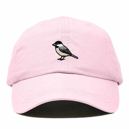 Dalix Black Capped Chickadee Maine Embroidered Bird Cotton Baseball Cap Dad Hat Mens Womens Outdoor Summer in Washed Pink