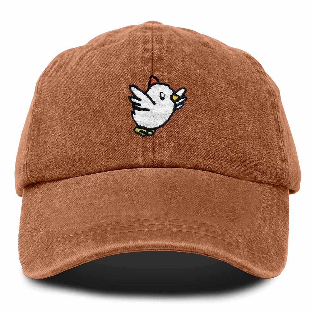 Dalix Chicken Embroidered Cotton Baseball Hat Adjustable Dad Cap Womens in Orange