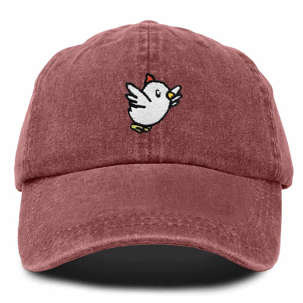 Dalix Chicken Embroidered Cotton Baseball Hat Adjustable Dad Cap Womens in Red