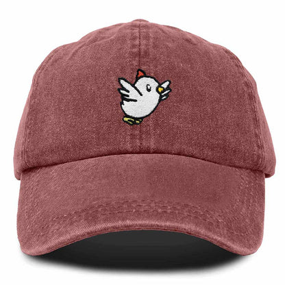 Dalix Chicken Embroidered Cotton Baseball Hat Adjustable Dad Cap Womens in Red