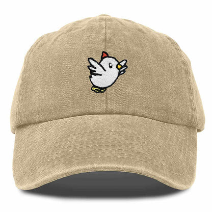 Dalix Chicken Embroidered Cotton Baseball Hat Adjustable Dad Cap Womens in White