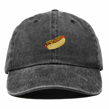 Dalix Chili Dog Embroidered Cotton Dad Hat Food Adjustable Baseball Cap Summer Outdoor Unisex Mens Womens in Washed Black