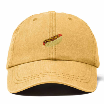 Dalix Chili Dog Embroidered Cotton Dad Hat Food Adjustable Baseball Cap Summer Outdoor Unisex Mens Womens in Washed Gold