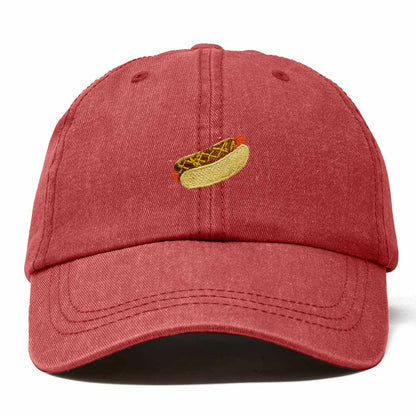Dalix Chili Dog Embroidered Cotton Dad Hat Food Adjustable Baseball Cap Summer Outdoor Unisex Mens Womens in Washed Red