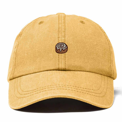 Dalix Cinnamon Roll Embroidered Dad Hat Cotton Cap Adjustable Strap Bakery Sweet Treat Low Profile Womens in Washed Gold