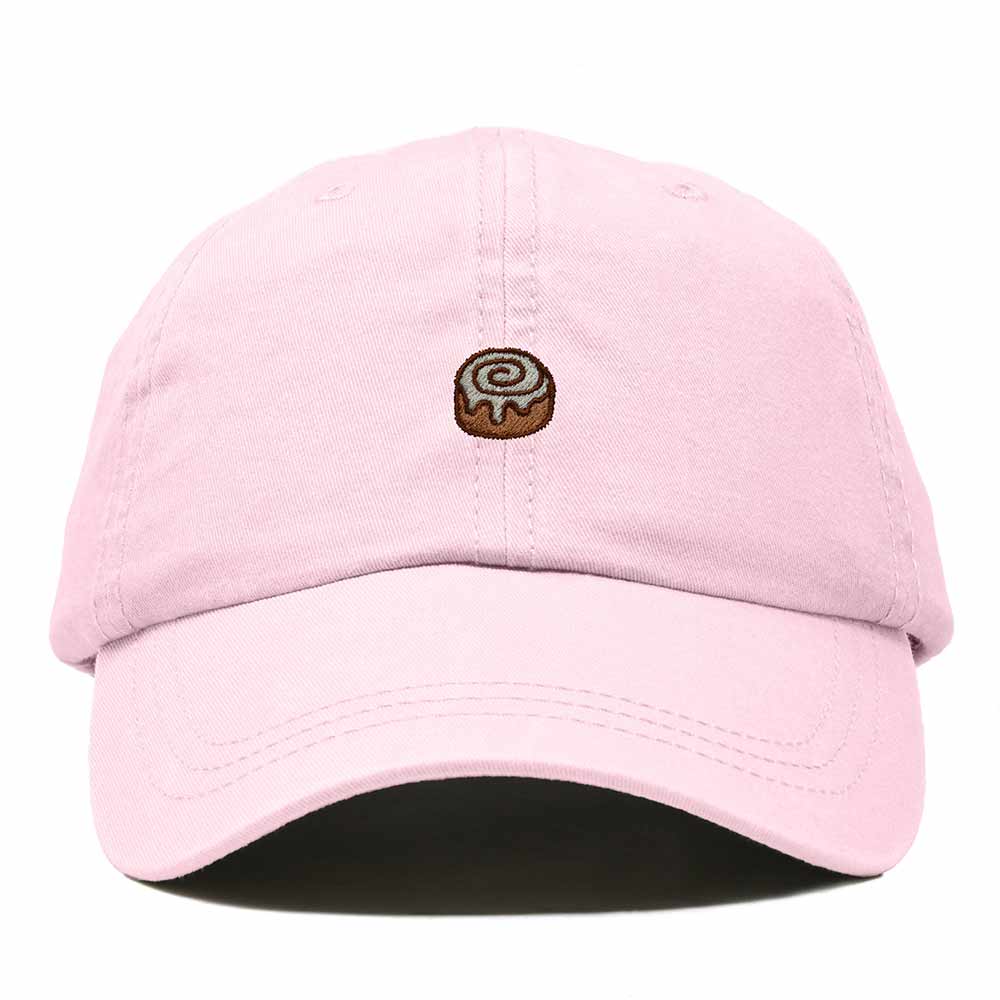 Dalix Cinnamon Roll Embroidered Dad Hat Cotton Cap Adjustable Strap Bakery Sweet Treat Low Profile Womens in Washed Pink