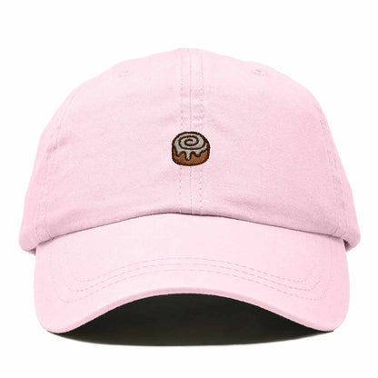 Dalix Cinnamon Roll Embroidered Dad Hat Cotton Cap Adjustable Strap Bakery Sweet Treat Low Profile Womens in Washed Pink