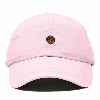 Dalix Cookie Embroidered Dad Hat Cotton Cap Adjustable Strap Chocolate Chip Dessert Low Profile Womens in Washed Pink