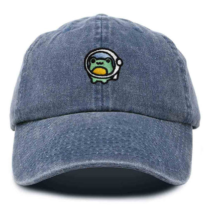 Dalix Cosmic Frog Embroidered Womens Cotton Dad Hat Baseball Cap Adjustable in Navy Blue