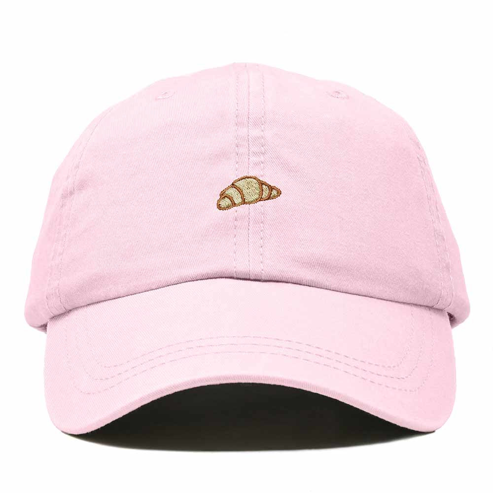 Dalix Croissant Pastry Embroidered Dad Hat Adjustable Cotton Twill Baseball Cap Cute Casual Women in Washed Pink