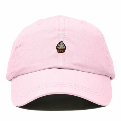 Dalix Cupcake Embroidered Dad Hat Cotton Cap Adjustable Strap Frosted Sweet Treat Low Profile Womens in Washed Pink