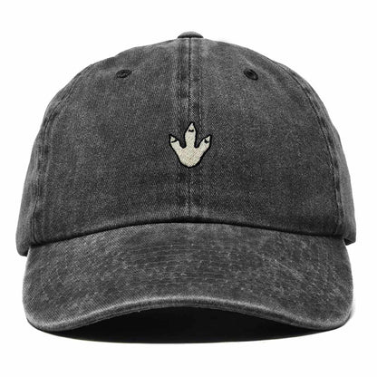 Dalix Dinosaur Track Footprint Embroidered Adjustable Cotton Twill Dad Hat for Men in Washed Black