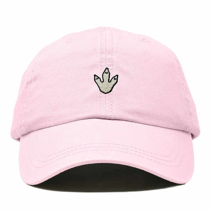Dalix Dinosaur Track Footprint Embroidered Adjustable Cotton Twill Dad Hat for Men in Washed Pink
