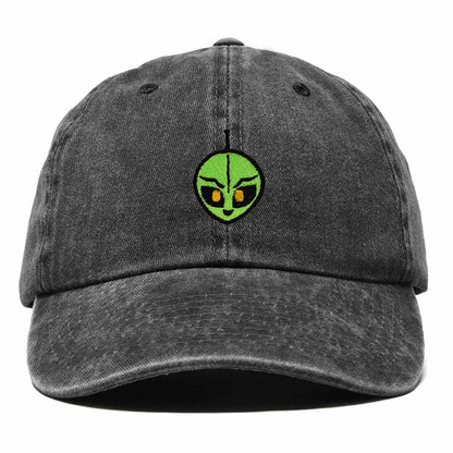 Dalix Duder Alien Embroidered Cotton Space UFO Outdoor Baseball Cap Dad Hat Mens in Washed Black