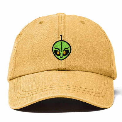 Dalix Duder Alien Embroidered Cotton Space UFO Outdoor Baseball Cap Dad Hat Mens in Washed Gold