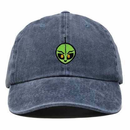 Dalix Duder Alien Embroidered Cotton Space UFO Outdoor Baseball Cap Dad Hat Mens in Washed Navy Blue