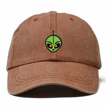 Dalix Duder Alien Embroidered Cotton Space UFO Outdoor Baseball Cap Dad Hat Mens in Washed Orange