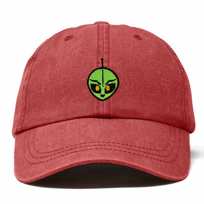 Dalix Duder Alien Embroidered Cotton Space UFO Outdoor Baseball Cap Dad Hat Mens in Washed Red