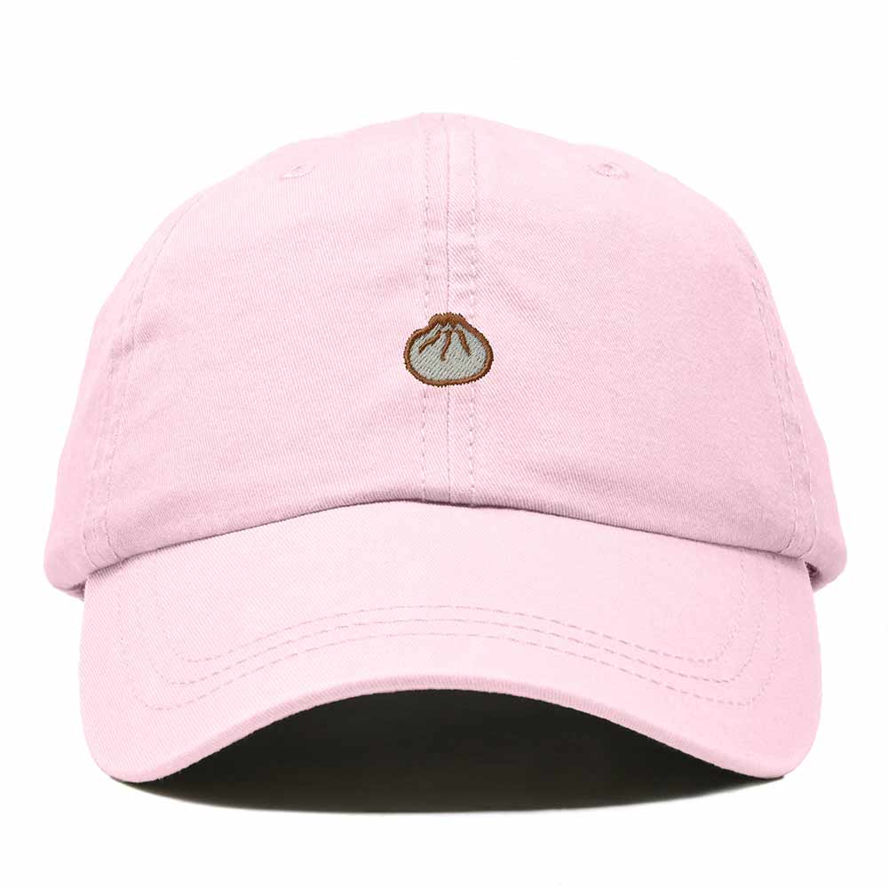 Dalix Dumpling Embroidered Dad Hat Cotton Cap Adjustable Strap Xiao Long Bao Food Low Profile Womens in Washed Pink