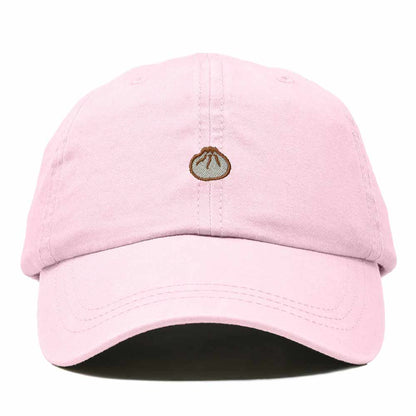 Dalix Dumpling Embroidered Dad Hat Cotton Cap Adjustable Strap Xiao Long Bao Food Low Profile Womens in Washed Pink