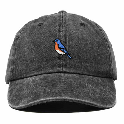 Dalix Eastern Bluebird Missouri Embroidered Bird Cotton Baseball Cap Dad Hat Mens Womens Outdoor Summer in Washed Black