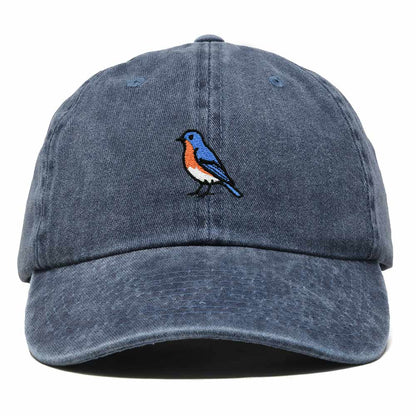 Dalix Eastern Bluebird Missouri Embroidered Bird Cotton Baseball Cap Dad Hat Mens Womens Outdoor Summer in Washed Navy Blue