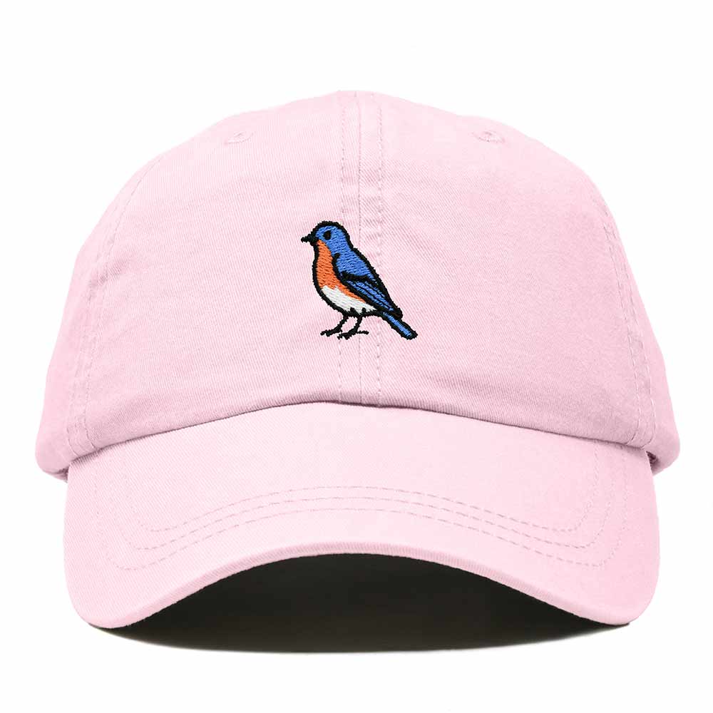 Dalix Eastern Bluebird New York Embroidered Bird Cotton Baseball Cap Dad Hat Mens Womens Outdoor Summer in Washed Pink