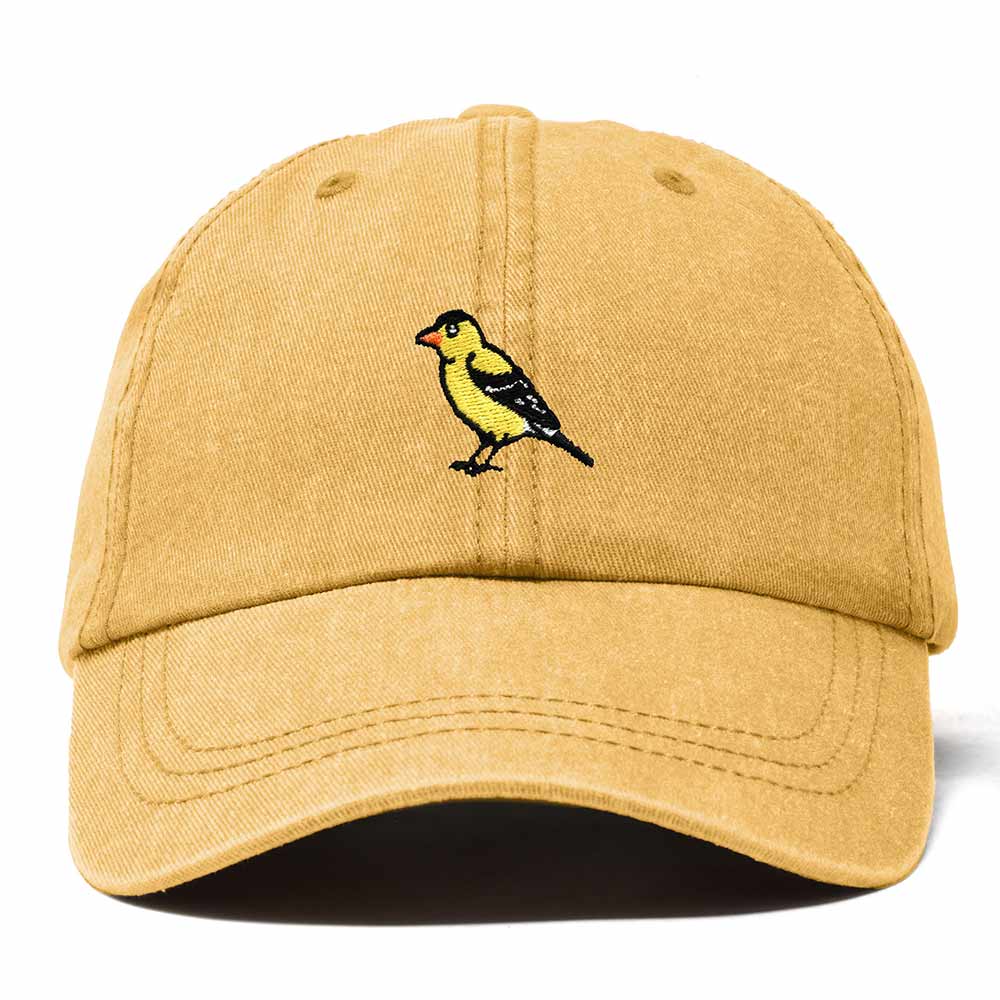 Dalix Eastern Goldfinch Iowa Embroidered Bird Cotton Baseball Cap Dad Hat Mens Womens Outdoor Summer in Washed Gold