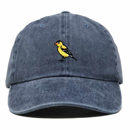 Dalix Eastern Goldfinch Iowa Embroidered Bird Cotton Baseball Cap Dad Hat Mens Womens Outdoor Summer in Washed Navy Blue